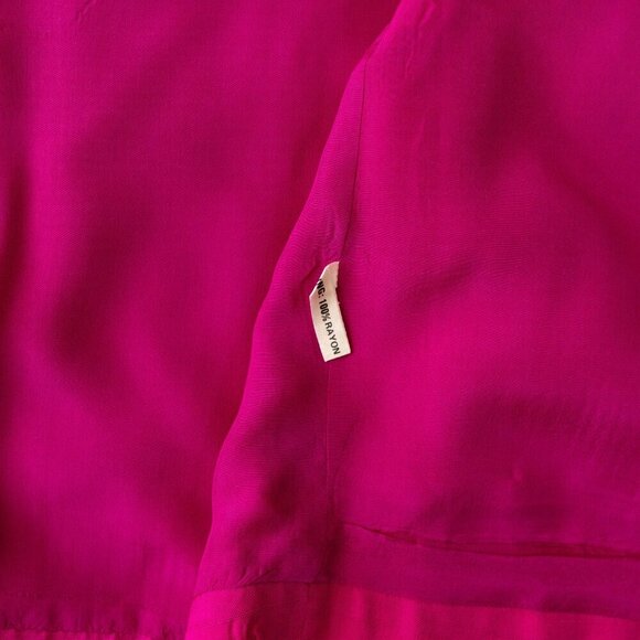 EVAN PICONE VINTAGE 100% SILK OPEN FRONT POCKETED BLAZER HOT PINK SZ 10 - Picture 7 of 7